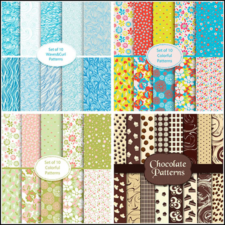 10套无缝花卉纹理矢量图案背景素材