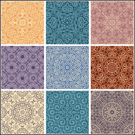 10款复古花纹花卉图案无缝蚂蚁素材网矢量背景精选