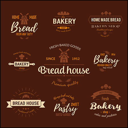 9款面包店快餐美食店店标LOGO标志矢量徽标