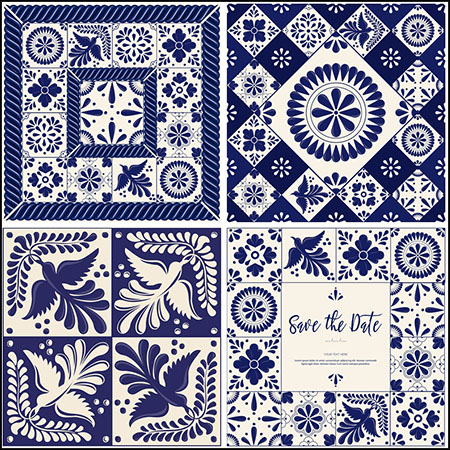 11款青花瓷风格花纹图案蚂蚁素材网矢量素材精选