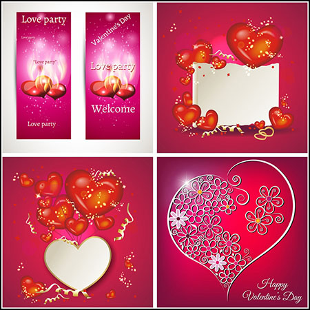 5款情人节派对婚礼海报背景蚂蚁素材网矢量素材精选