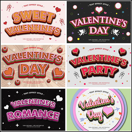 7款浪漫情人节问候语艺术字插图蚂蚁素材网矢量模板精选