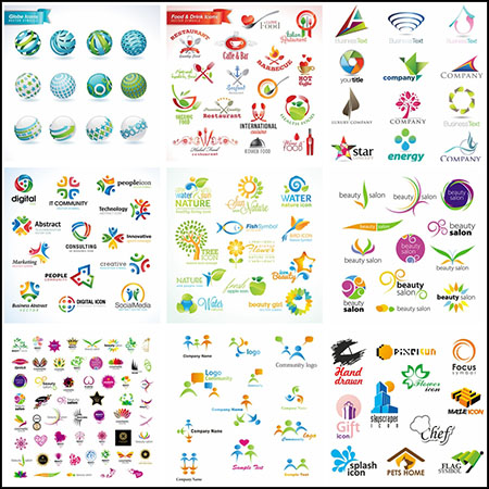 12套多行业创意抽象企业LOGO标志矢量徽标