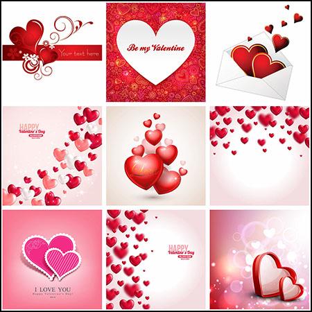 21款开心情人节海报背景爱心插图蚂蚁素材网矢量素材精选