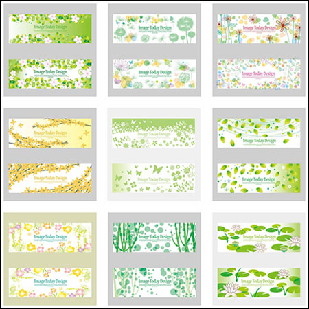 20款春天植物树叶花都背景底纹横幅AI格式