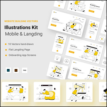 10 个用于网页和移动设计的独特线条插图打包下载