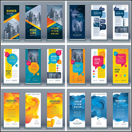 8套企业宣传易拉宝展架模板AI格式