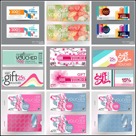 25款抽象和水彩背景促销打折抵用现金券蚂蚁素材网矢量模板精选