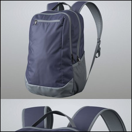 蓝色背包3D模型