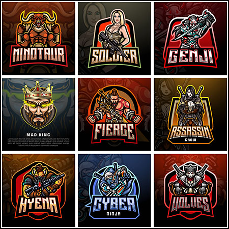 27款创意游戏LOGO标志矢量印染图案素材