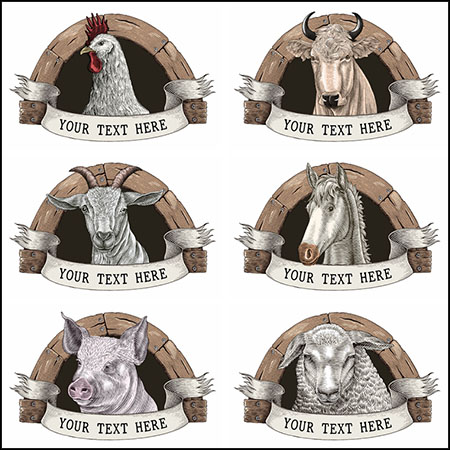 6款农场养殖动物矢量LOGO标志素材