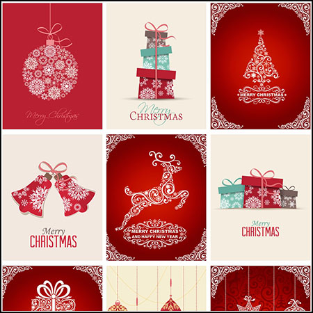 10款圣诞节新年装饰品蚂蚁素材网矢量插图精选