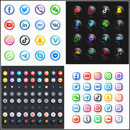 7套网页社交媒体WEB图标蚂蚁素材网矢量素材精选