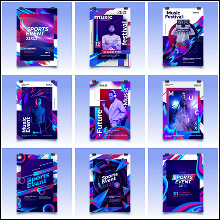 10款炫丽时尚抽象流体国外海报蚂蚁素材网矢量素材精选