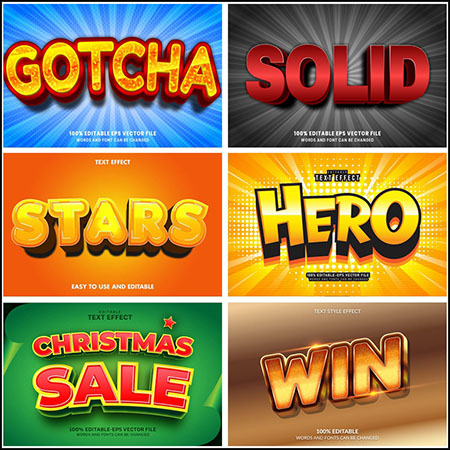 7款创意艺术字3D立体艺术字文本样式矢量模版54