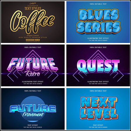 8款创意艺术字3D立体艺术字文本样式矢量模版55