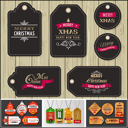 5套圣诞节促销打折吊牌标签蚂蚁素材网矢量模板精选