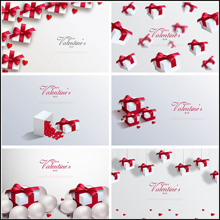 6款盒子装饰情人节横幅海报背景插图蚂蚁素材网矢量素材精选
