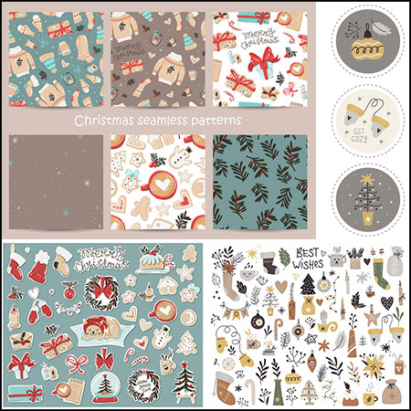 13套圣诞节风格吊牌标签贴纸背景蚂蚁素材网矢量素材精选