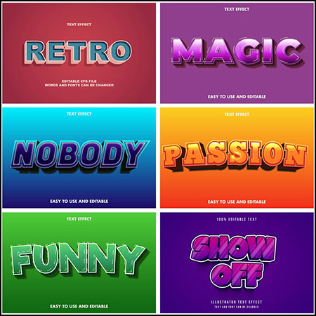 6款创意艺术字3D立体艺术字文本样式矢量模版59