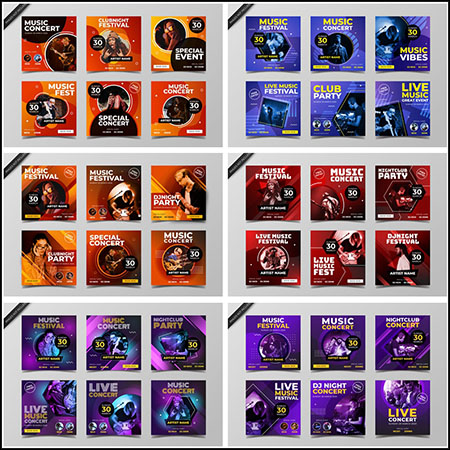 6套音乐歌会酒吧夜总会等场所活动促销横幅模板蚂蚁素材网矢量素材精选