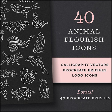 40款可爱卡通动物插图和图标PNG免抠图/AI/Procreate笔刷