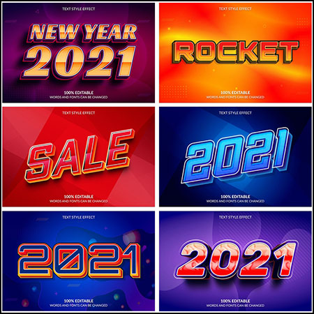 6款创意艺术字3D立体艺术字文本样式矢量模版67