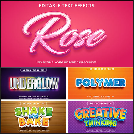 8款创意艺术字3D立体艺术字文本样式矢量模版68