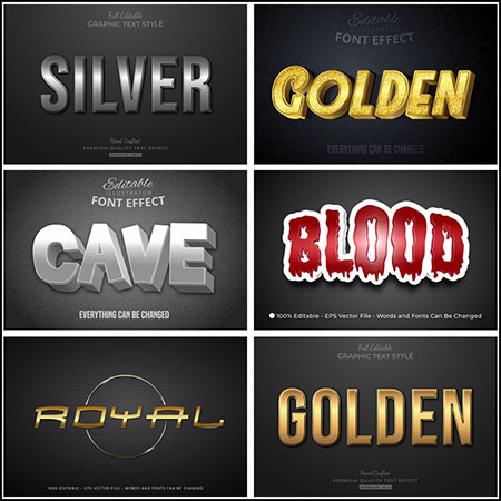 6款创意艺术字3D立体艺术字文本样式矢量模版72