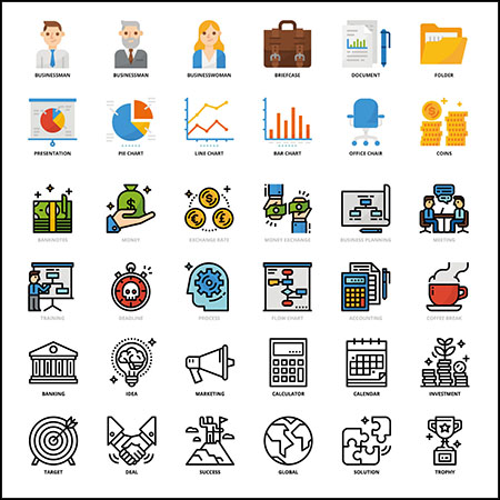 36个商务平面设计图标PNG/SVG/AI/EPS蚂蚁素材网矢量素材精选