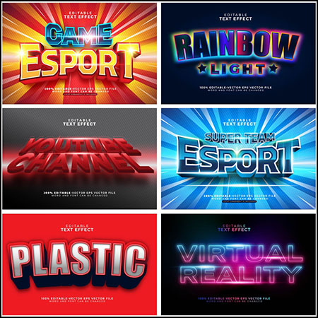 8款创意艺术字3D立体艺术字文本样式矢量模版73