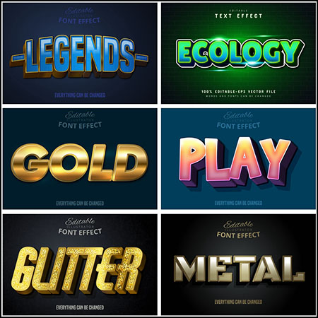 6款创意艺术字3D立体艺术字文本样式矢量模版74