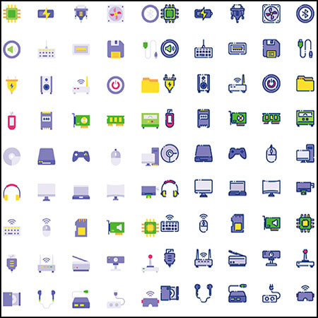 3套电脑计算机硬件ICON图标蚂蚁素材网矢量素材精选