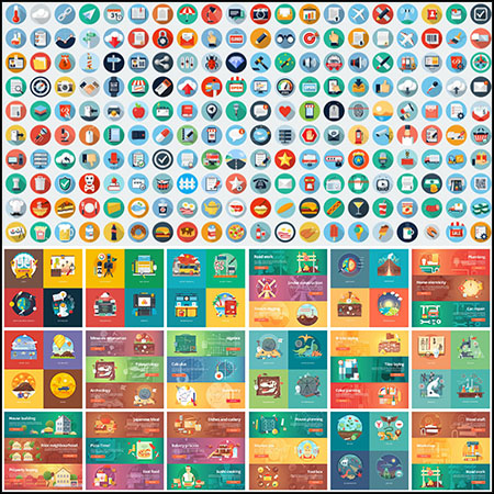 101款扁平化插图横幅和ICON图标蚂蚁素材网矢量素材精选