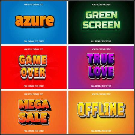 6款创意艺术字3D立体艺术字文本样式矢量模版76