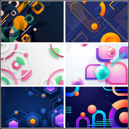 6款渐变几何形状抽象背景蚂蚁素材网矢量模板精选