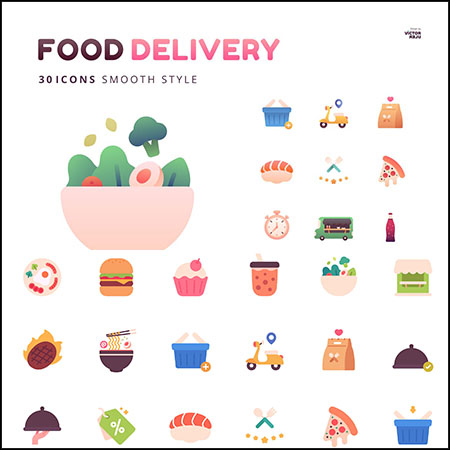 30个美食外卖ICONS图标蚂蚁素材网矢量素材精选