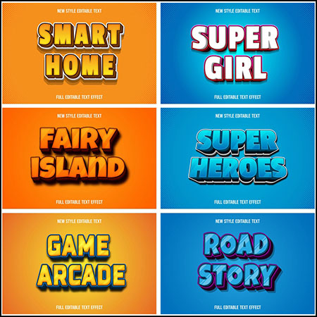 6款创意艺术字3D立体艺术字文本样式矢量模版77