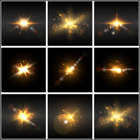 8款耀眼的光金色光斑光圈蚂蚁素材网矢量背景精选素材