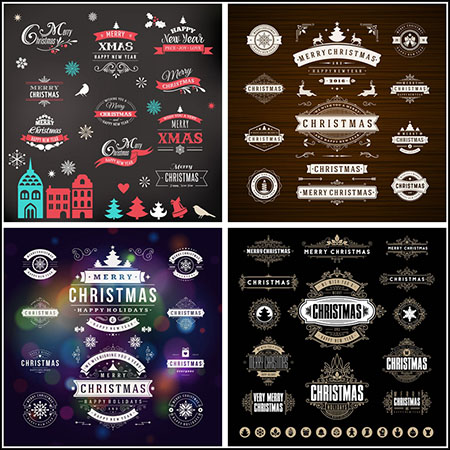 7套圣诞节标志贴纸蚂蚁素材网矢量素材精选