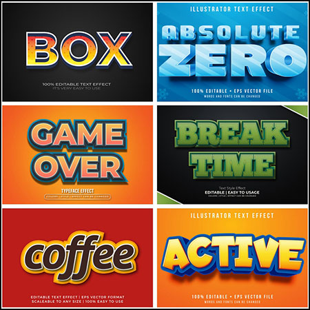 23款创意艺术字3D立体艺术字文本样式矢量模版79