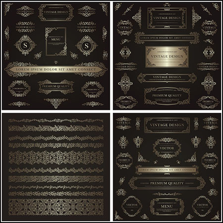 5套欧式花纹边框花边蚂蚁素材网矢量模板精选