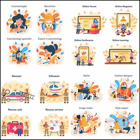 13套医疗旅游办公化妆购物平面插图蚂蚁素材网矢量素材精选