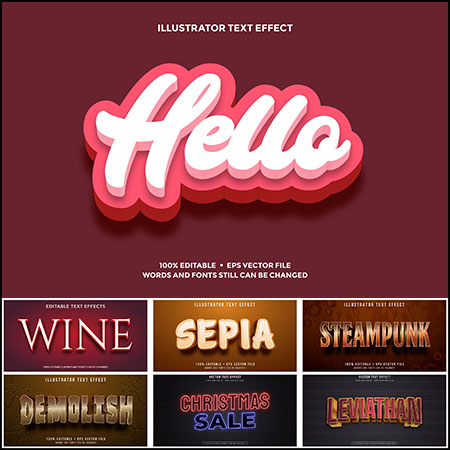 7款创意艺术字3D立体艺术字文本样式矢量模版84