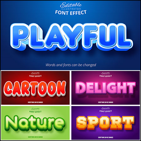 7款创意艺术字3D立体艺术字文本样式矢量模版85