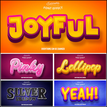 8款创意艺术字3D立体艺术字文本样式矢量模版86