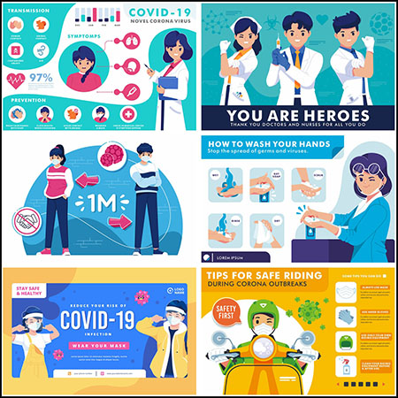 7款新冠病毒预防横幅海报蚂蚁素材网矢量模板精选