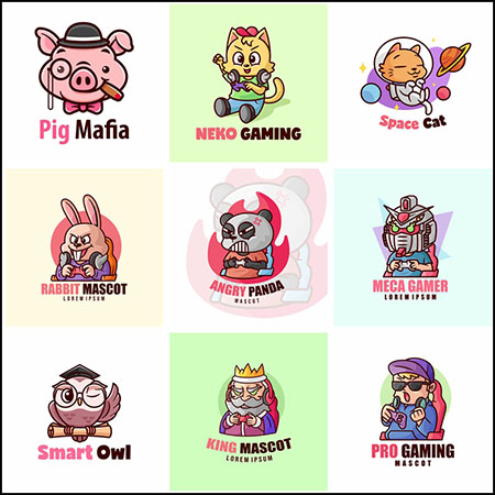 17款卡通动物人物企业游戏LOGO徽标蚂蚁素材网矢量素材精选