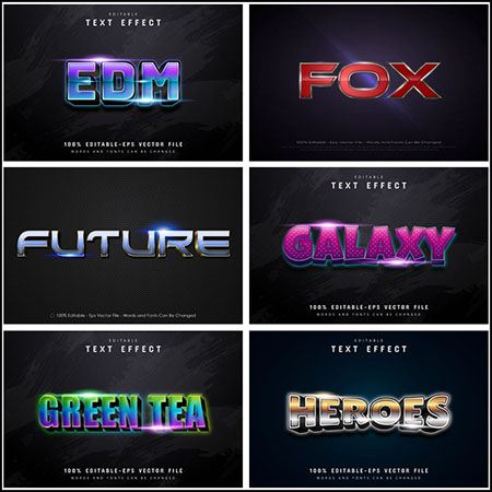 6款创意艺术字3D立体艺术字文本样式矢量模版92