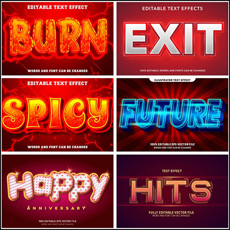 9款创意艺术字3D立体艺术字文本样式矢量模版94